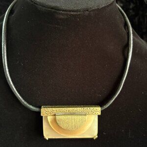 Silpada ECLIPSE Brass Horn LEATHER NECKLACE KRN0012